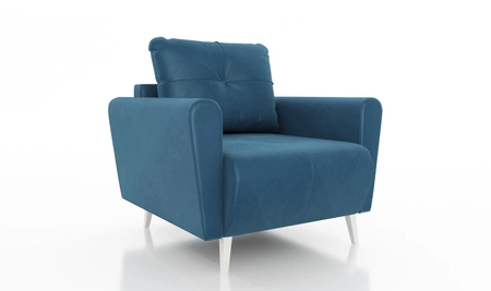 Sessel Felicie blau eleganter Sessel für das Wohnzimmer mit einem geräumigen und weichen Sitz Holzbeine hinzufügen visuelle Leichtigkeit