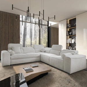 Ecksofa mit Schlaffunktion Viano III graue Esche rechtes Ecksofa mit Bettcontainern perfekt für moderne Interieurs