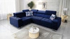 Ecksofa mit Schlaffunktion Hampton II navy blau links stilvolles Ecksofa Bett weiche Polsterung Stoffart Samt
