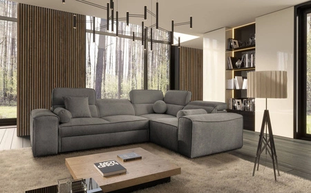 Ecksofa mit Schlaffunktion Viano II graues rechtsseitiges Designer Schlafsofa das sich perfekt in moderne Wohneinrichtungen einfügt