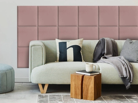 Gepolstertes Paneel Quadra 40x40 cm rosa stilvolles Wandpaneel quadratischer Veloursstoff modisches Finish für jede Einrichtung