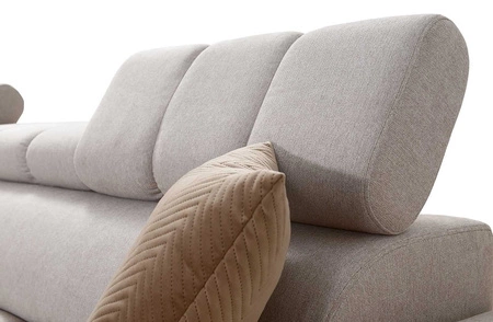 Ecksofa mit Schlaffunktion Bolmso III Senf linkes Ecksofa mit Bettzeugcontainer Vollauszug in der Seite des Möbels