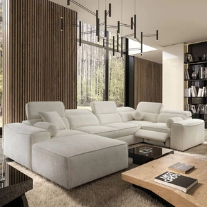 Ecksofa mit Schlaffunktion Viano IV Lux creme links Design-Ecksofa mit ausziehbarem Fußteil großer Bettzeugbehälter