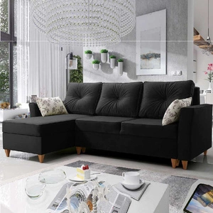 Ecksofa mit Schlaffunktion Topeka schwarz linke Seite stilvolles und modernes Design, das sich in jede Einrichtung einfügt