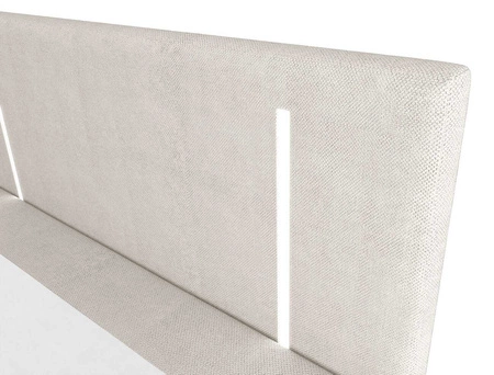 Boxspringbett Norco 140x200 ecru stilvolles Bett mit Bettwäsche Container Beleuchtung im Kopfteil fügt eine einzigartige Note