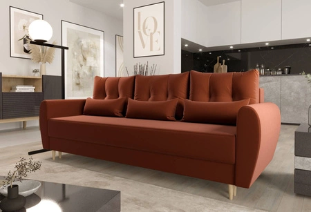 Sofa mit Schlaffunktion Rovigo brick leichte Form mit elegantem Charakter perfekte Ergänzung zu jedem Interieur weicher Stoff