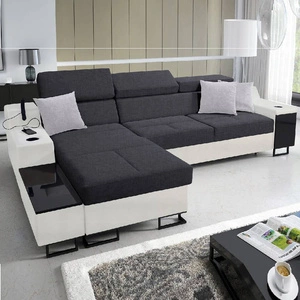 Ecksofa mit Schlaffunktion Alcamo graphit/weiß links elegantes Ecksofa mit einer ausziehbaren praktischen Schublade an der Seite des Möbels