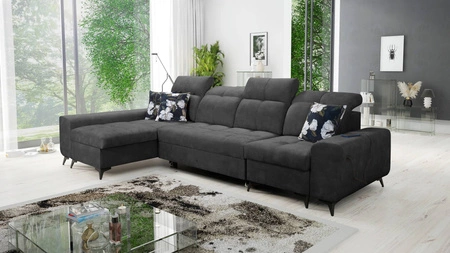Ecksofa mit Schlaffunktion Buffalo XII graphit linke Seite stilvolles und funktionelles Ecksofa mit Bettzeugbehälter