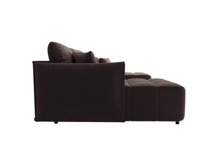 Ecksofa mit Schlaffunktion Oroso U hellbraun Bettzeugcontainer weicher Samtstoff mit wasserabweisender Beschichtung dekorative Steppung