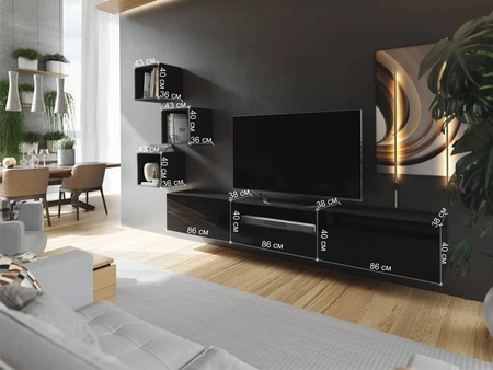 Sarti Möbel schwarz / schwarz glänzend stilvolles Design funktionelle Medienecke in einem extrem modernen Stil