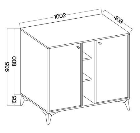 Kioto I Kommode 100 cm schwarz graphit modernes Design praktische Einlegeböden goldene Griffe Metallbasis