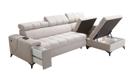 Ecksofa mit Schlaffunktion Bolmso mint rechtes Ecksofa mit zwei Bettkästen praktische Schublade in der Seite des Möbels