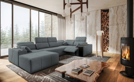 Ecksofa mit Schlaffunktion Tesalia IV Lux grau linksseitig stilvolles Ecksofa mit ausziehbarem Fußteil und Schiebefunktion der Rückenlehne