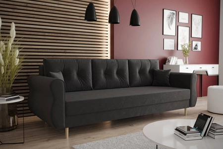 Wilkins Sofa mit Schlaffunktion graphit elegantes Sofa für Wohnzimmer im skandinavischen Stil geschwungene Seiten verleihen Charakter