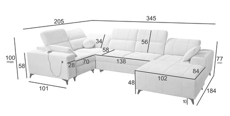 Penejos IV Lux olive olive rechtes Ecksofa mit Schlaffunktion stilvolles Schlafsofa mit komfortablem ausziehbarem Fußteil