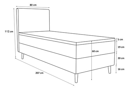 Boxspringbett Totti 80x200 graphit stilvolles Bett mit Bettzeug Lagerung dreidimensionalen Stoff mit ausdrucksstarken Streifen