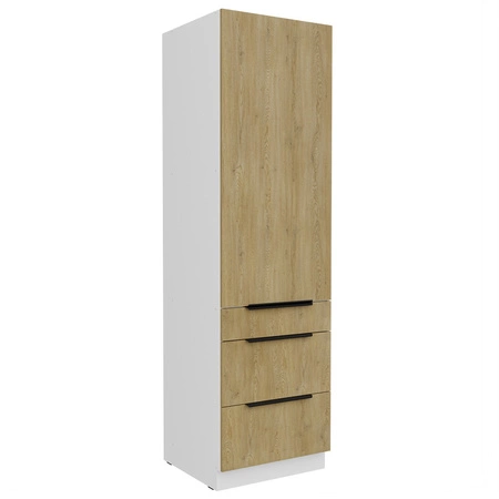 Küchenhochschrank Cremona 60 DKS-210 3S 1F Küchenschrank mit Schubladen feuchtigkeits- und beschädigungsbeständige Metallkantengriffe