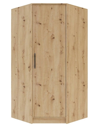 Caspe Eckschrank Eiche handwerklich modernes Design ABS-Finish und schwarze Griffe