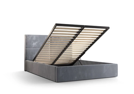 Polsterbett Afrodyta 160x200 mit Stauraum hellblau moderner skandinavischer Stil mit bequemem Kopfteil