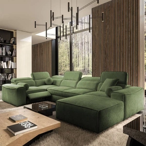 Ecksofa mit Schlaffunktion Viano IV Lux grün rechts Design-Ecksofa mit ausziehbarem Fußteil großer Bettzeugbehälter