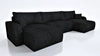 Ecksofa mit Schlaffunktion Fiesta U XL schwarz elegantes Ecksofa für Wohnzimmer mit Bettzeugablage Kordelstoff