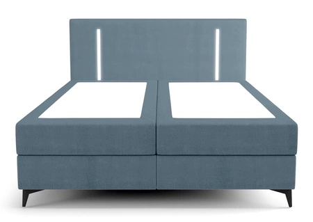 Boxspringbett Norco 140x200 blau stilvolles Bett mit Staukasten Beleuchtung im Kopfteil fügt eine einzigartige Note
