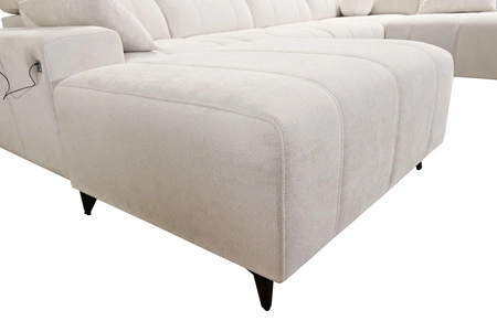 Ecksofa mit Schlaffunktion Penejos VI creme linke Seite stilvolles Ecksofa mit zwei Bettkästen strapazierfähiger Stoff