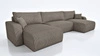 Ecksofa mit Schlaffunktion Fiesta U XL hellbraun elegantes Ecksofa für Wohnzimmer mit Bettzeugablage Cordstoff