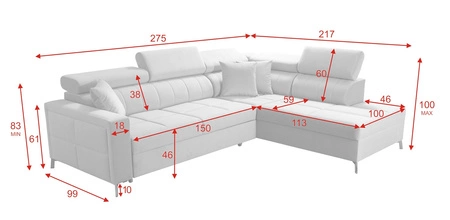 Ecksofa mit Schlaffunktion Nausa III hellbraun rechte Ecke Samt stilvolles bequemes Ecksofa verstellbare Kopfstützen Container für Bettzeug