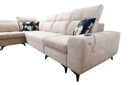 Ecksofa mit Schlaffunktion Buffalo XI grün linke Seite stilvolles Ecksofa mit drei Bettkästen Velourstoff