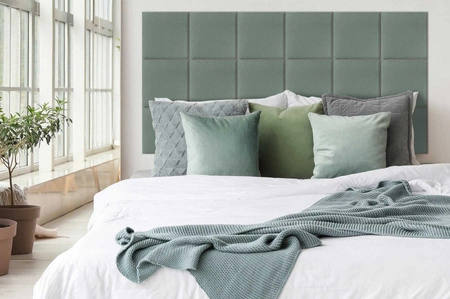 Gepolstertes Paneel Quadra 30x30 cm mint stilvolles Wandpaneel quadratischer Veloursstoff modisches Finish für jede Einrichtung