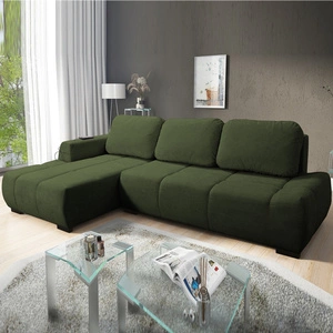 Ecksofa mit Schlaffunktion Sanfte Olive linke Seite Stilvolles Design Ecksofa mit abgerundeter Form