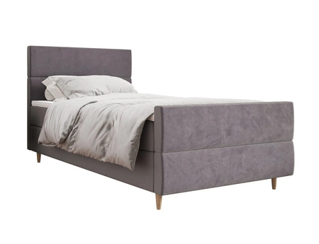 Boxspringbett Benet 90x200 hellgrau im modernen skandinavischen Stil mit gepolstertem Kopf- und Fußteil Bett mit Staukasten