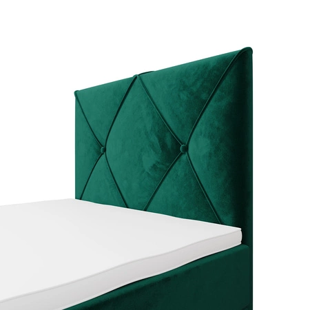 Boxspringbett Arvada 120x200 flaschengrün im modernen skandinavischen Stil mit gepolstertem Kopfteil Bett mit Staukasten