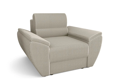 Sessel Fogu Elfenbein modernes Design bequemer Sessel für Wohnzimmer Cordstoff mit ausdrucksvollen Streifen breite Armlehnen