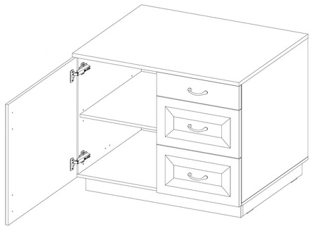 Sideboard Style 100 cm Eiche artisan / grau graphit klassisches Design Einscheibensicherheitsglas stilvoll gefräste Fronten geräumige Schubladen