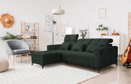 Ecksofa mit Schlaffunktion Laredo grün linke Ecke komfortables und stilvolles Schlafsofa mit Bettzeugcontainer