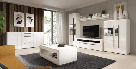 Regal Tulsa 180 cm weiß / weiß glänzend moderne und praktische Lösung für das Wohnzimmer funktioniert gut in modernen und klassischen Stil Interieurs