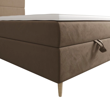 Boxspringbett Bing 100x200 hellbraun im modernen skandinavischen Stil mit gepolstertem Kopfteil Bett mit Staukasten