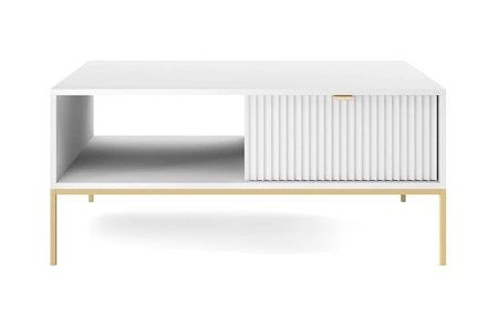 Möbel Set Lovro weiß modernes Design Schrankwand mit Gold Metall Zubehör Möbel für Wohnzimmer oder Wohnzimmer bereichert