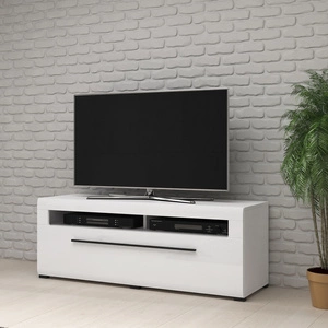 RTV Tulsa 140 cm weiß / weiß glänzend modernes Design und praktische Lösung ideal für moderne und klassische Innenräume