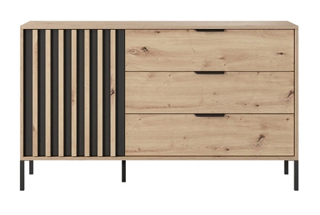 Kommode Tipler 137 cm Eiche artisan / anthrazit modernes Design Dekoleisten an den Türen Kantengriffe