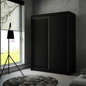 Schiebeschrank Kristo 150 cm schwarz Ergonomischer und sehr funktioneller Schrank in moderner Form mit geometrischen Formen