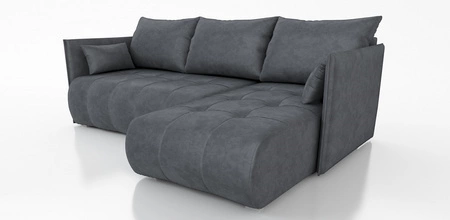 Ecksofa mit Schlaffunktion Selva grau universal seite Ecksofa mit Bettkasten Samtstoff mit interessanter Struktur