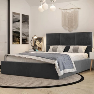 Polsterbett Hestia 140x200 mit Stauraum Grau moderner skandinavischer Stil mit bequemem Kopfteil