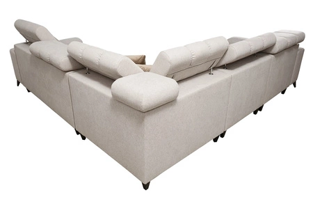 Ecksofa mit Schlaffunktion Bolmso III grün linkes Ecksofa mit Bettzeugcontainer Vollauszug in der Seite des Möbels