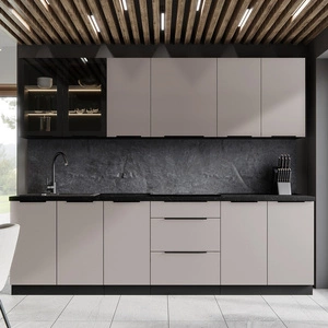 Tarraco 260 cm Küchenmöbel Set Metallkanten Griffe Schränke sehen toll aus in modernen Interieurs