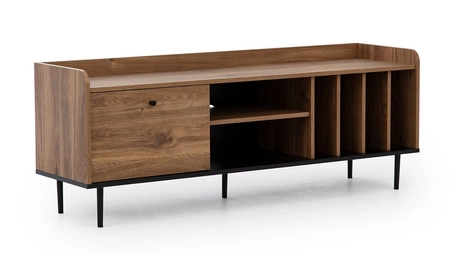 TV Schrank Apallo 150 cm Eiche Brandy Castello Original Design Kabinett auf Metallbeinen hohe Kanten der Oberseite gesetzt