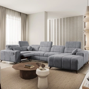 Penejos IV Lux grau rechtes Ecksofa mit Schlaffunktion Stilvolles Schlafsofa mit komfortablem ausziehbarem Fußteil