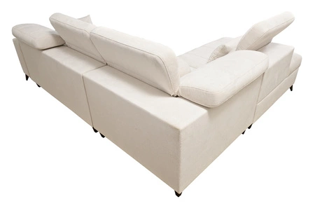 Ecksofa mit Schlaffunktion Penejos VII creme links stilvolles Ecksofa mit Bettzeugablage komfortable verstellbare Kopfstützen